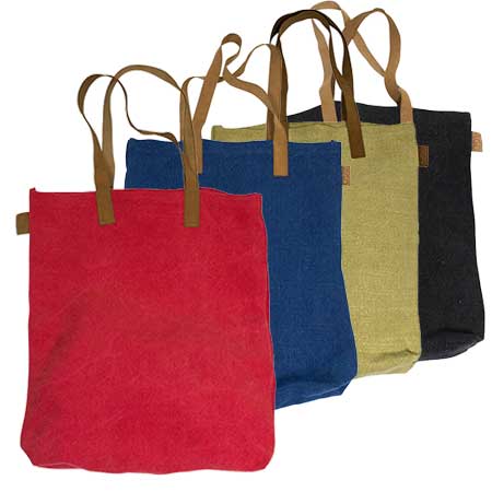 Apple Green Duck Leather Handle Jute Shopping Bag