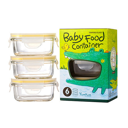 Glasslock 3pc Baby Food Container Set (3 Pack) Hello Green