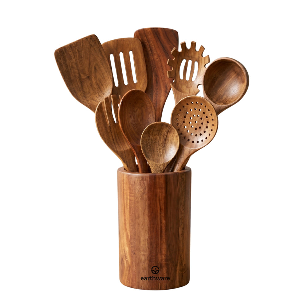 Acacia Wood Kitchen Utensils - 10 Piece Set