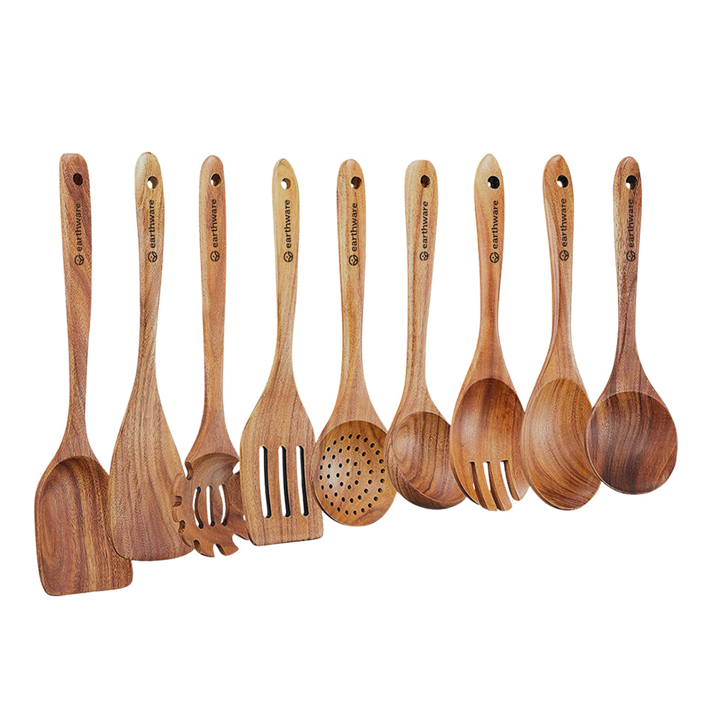 Acacia Wood Kitchen Utensils - 10 Piece Set