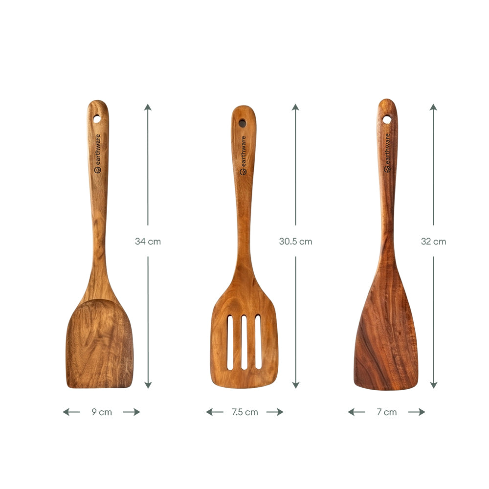 Acacia Wood Kitchen Utensils - 10 Piece Set