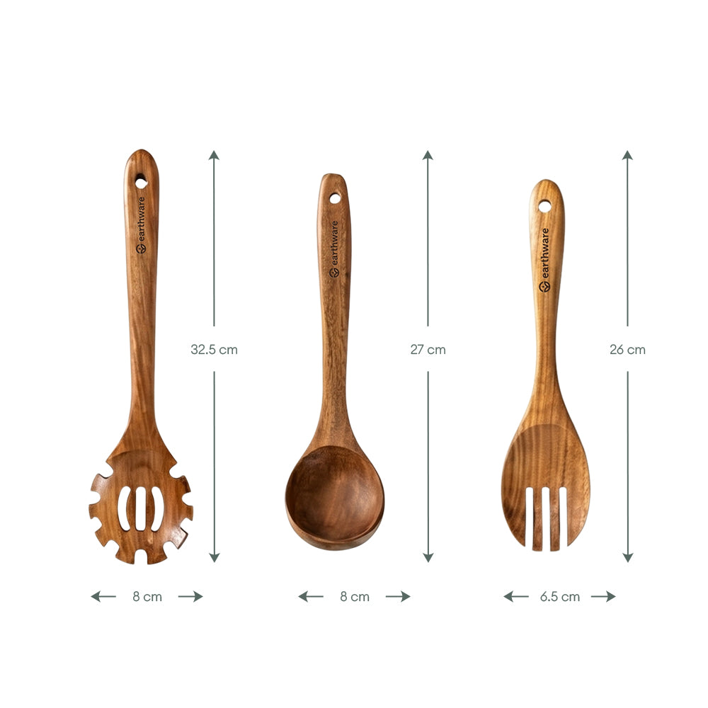 Acacia Wood Kitchen Utensils - 10 Piece Set