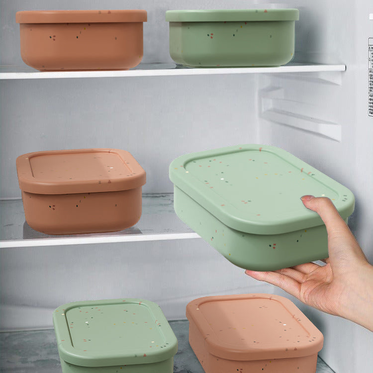No-Tox Silicone Bento Lunch Box - 3 Compartments - Confetti Beige (715ml)
