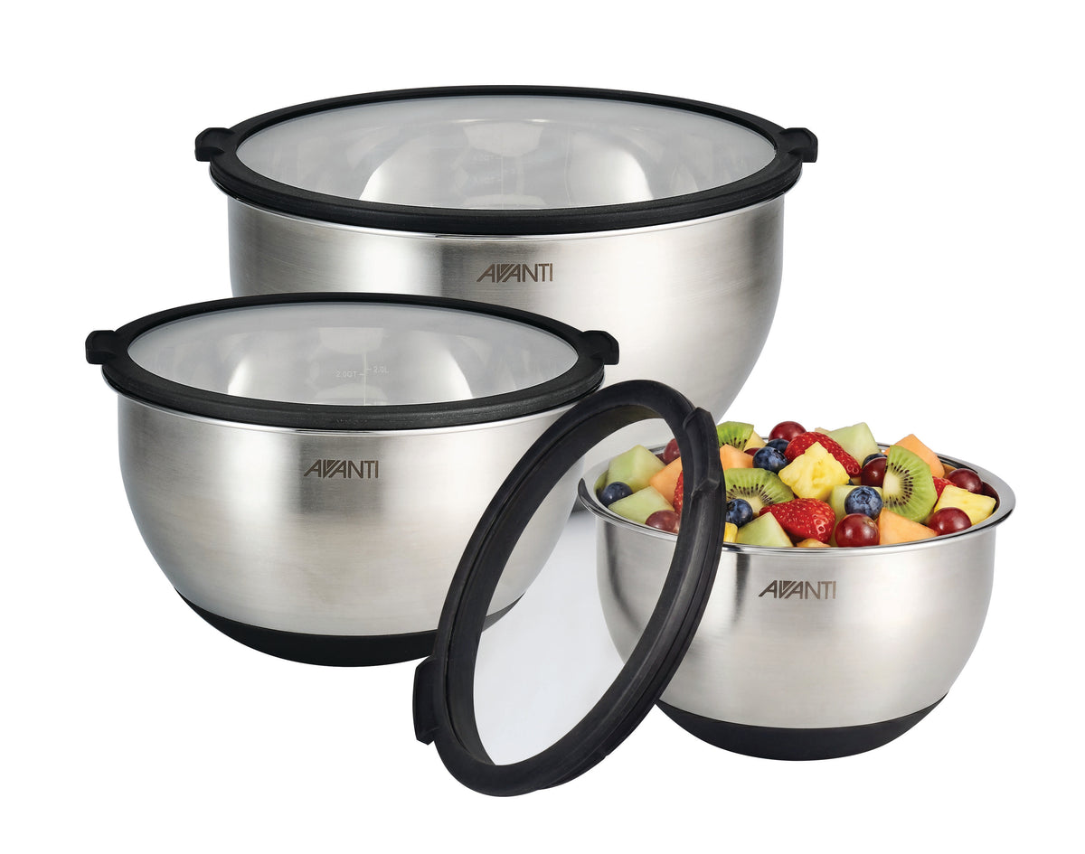 Avanti Mixing Bowls with Glass Lids - 3 Piece Set