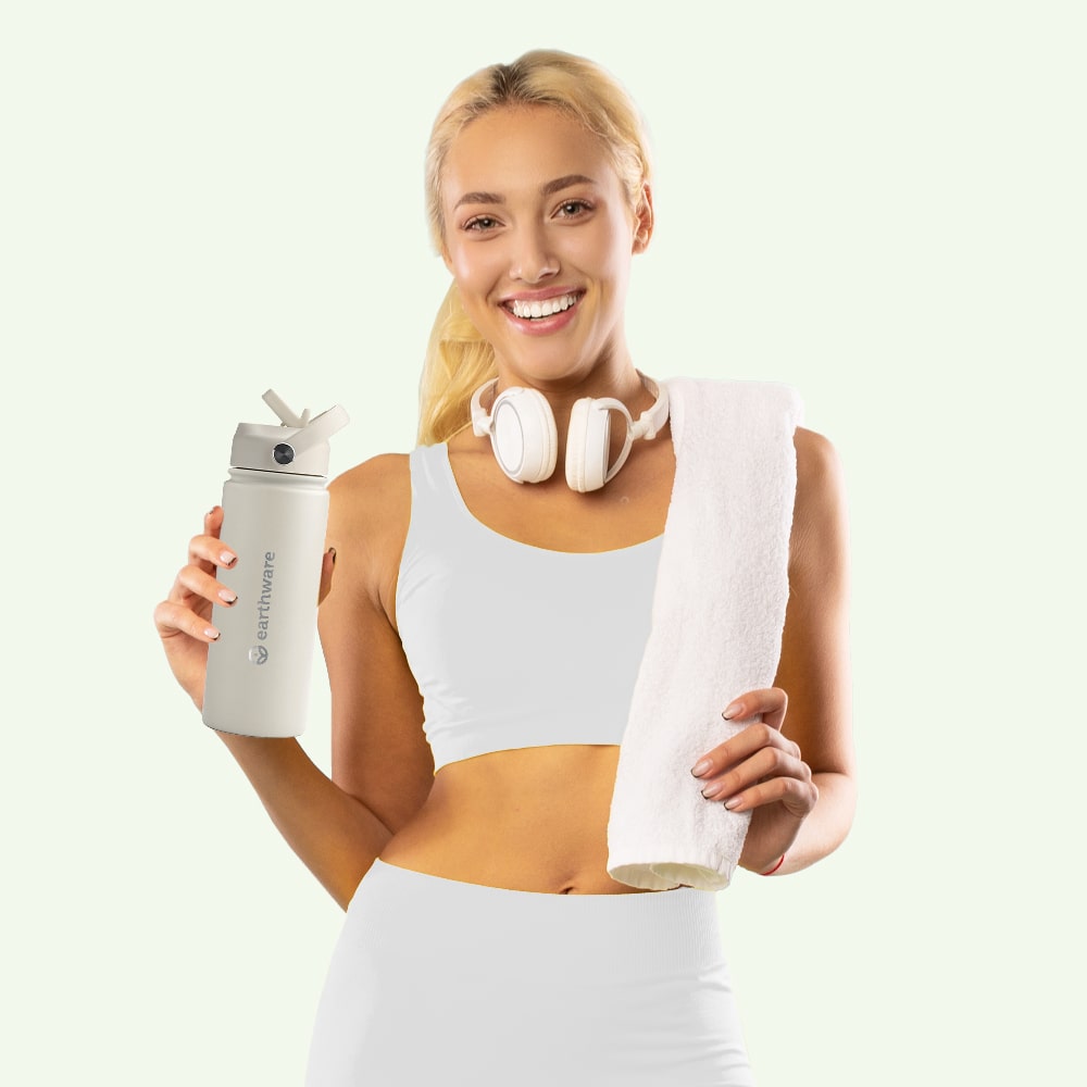 Earth Bottle Premium Insulated Water Bottle with 2 x Caps - Cream (550ml)