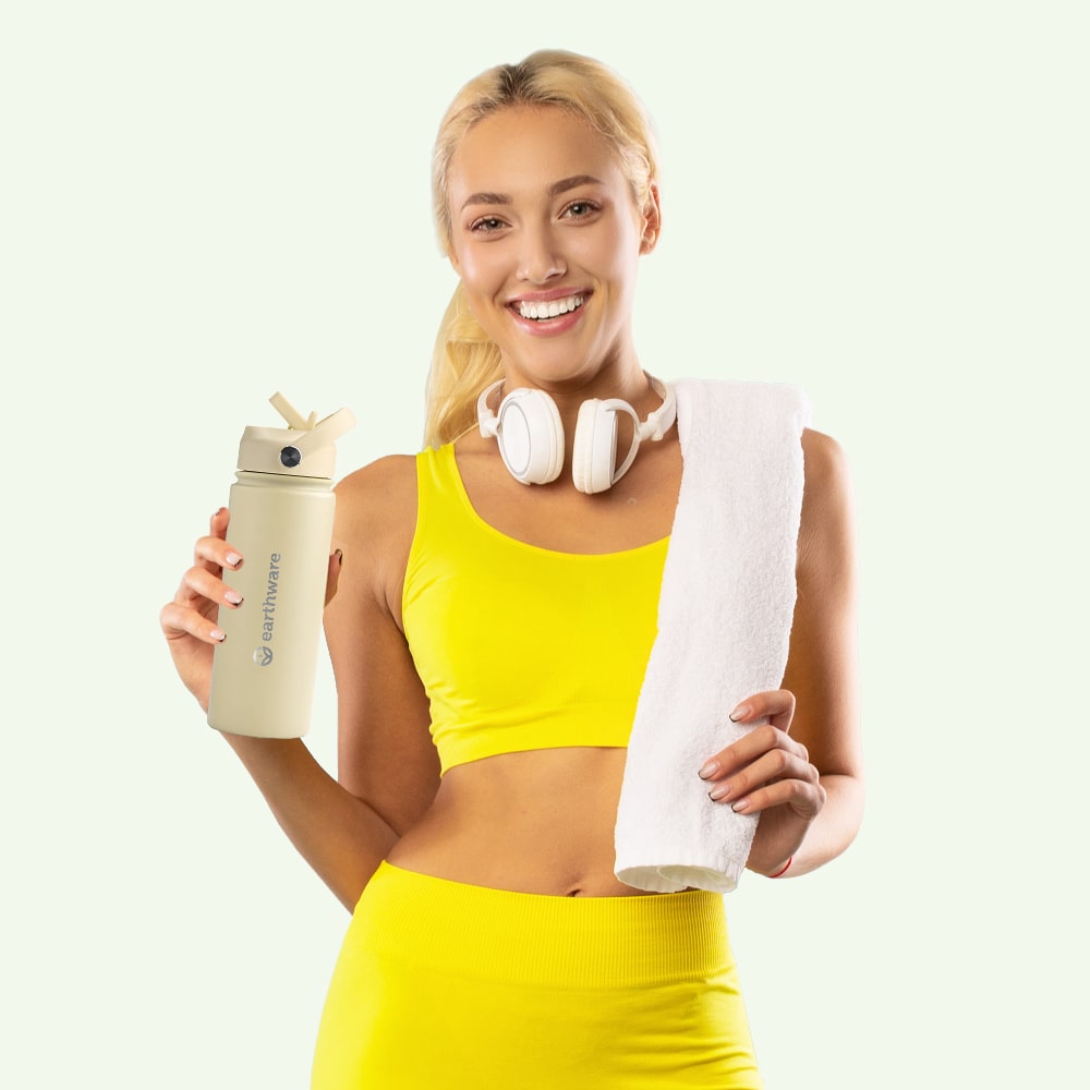 Earth Bottle Premium Insulated Water Bottle with 2 x Caps - Yellow (550ml)