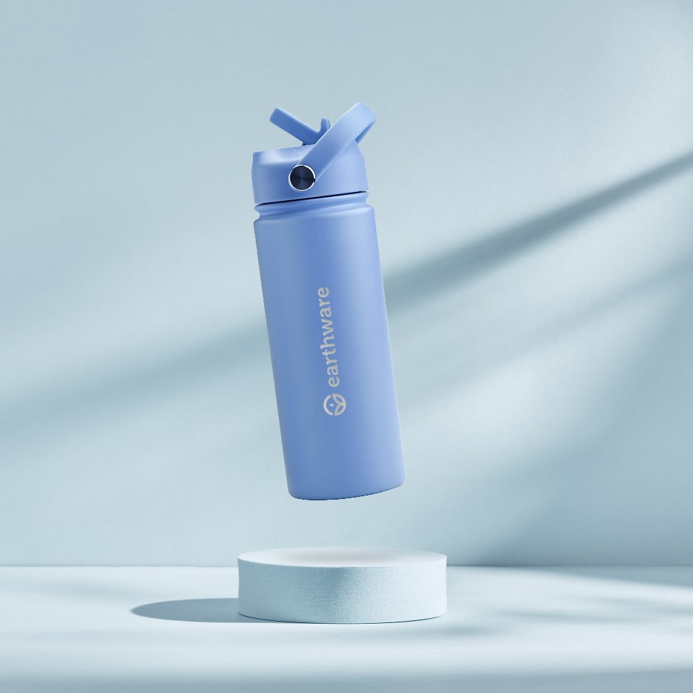 Earth Bottle Premium Insulated Water Bottle with 2 x Caps - Blue (550ml)