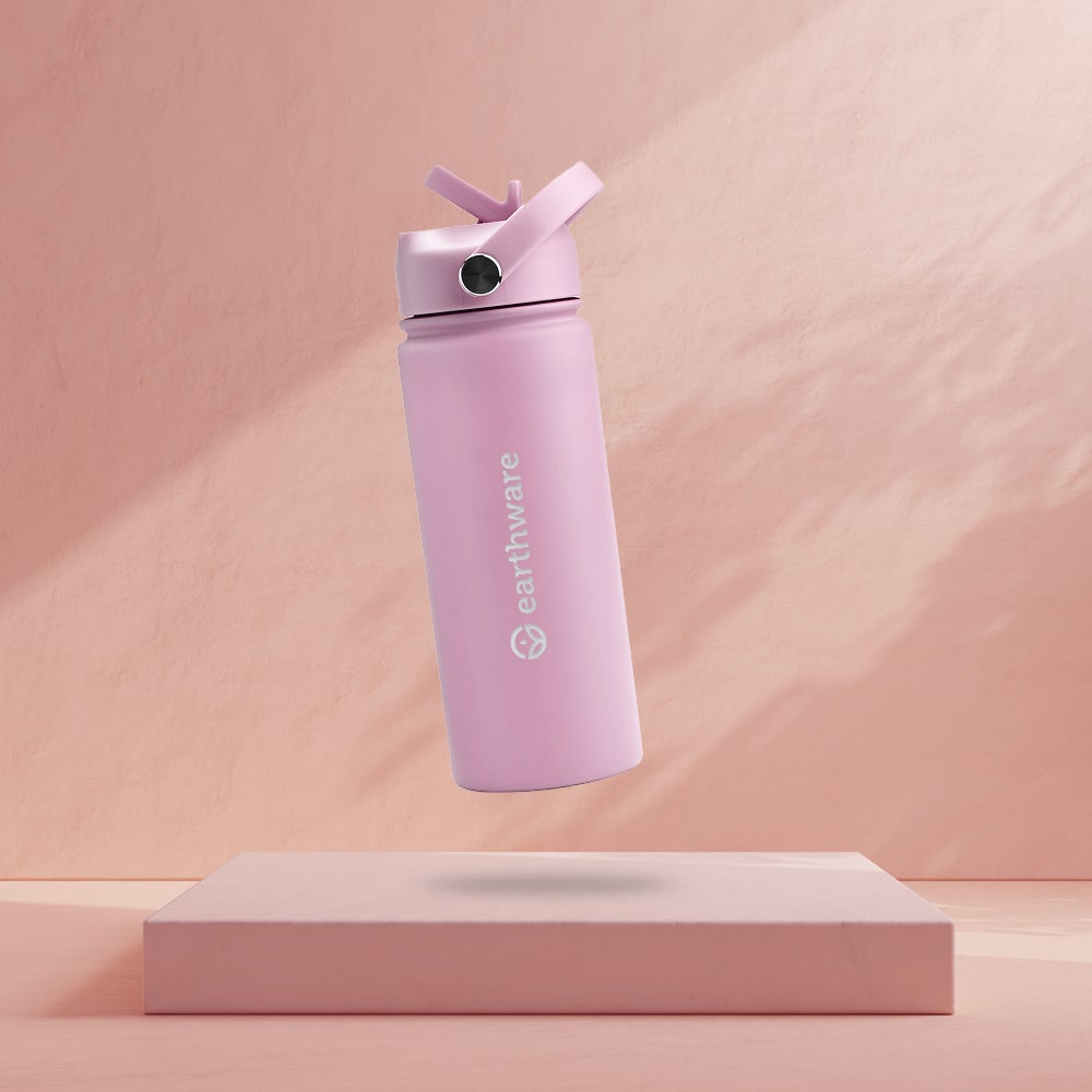 Earth Bottle Premium Insulated Water Bottle with 2 x Caps - Pink (550ml)