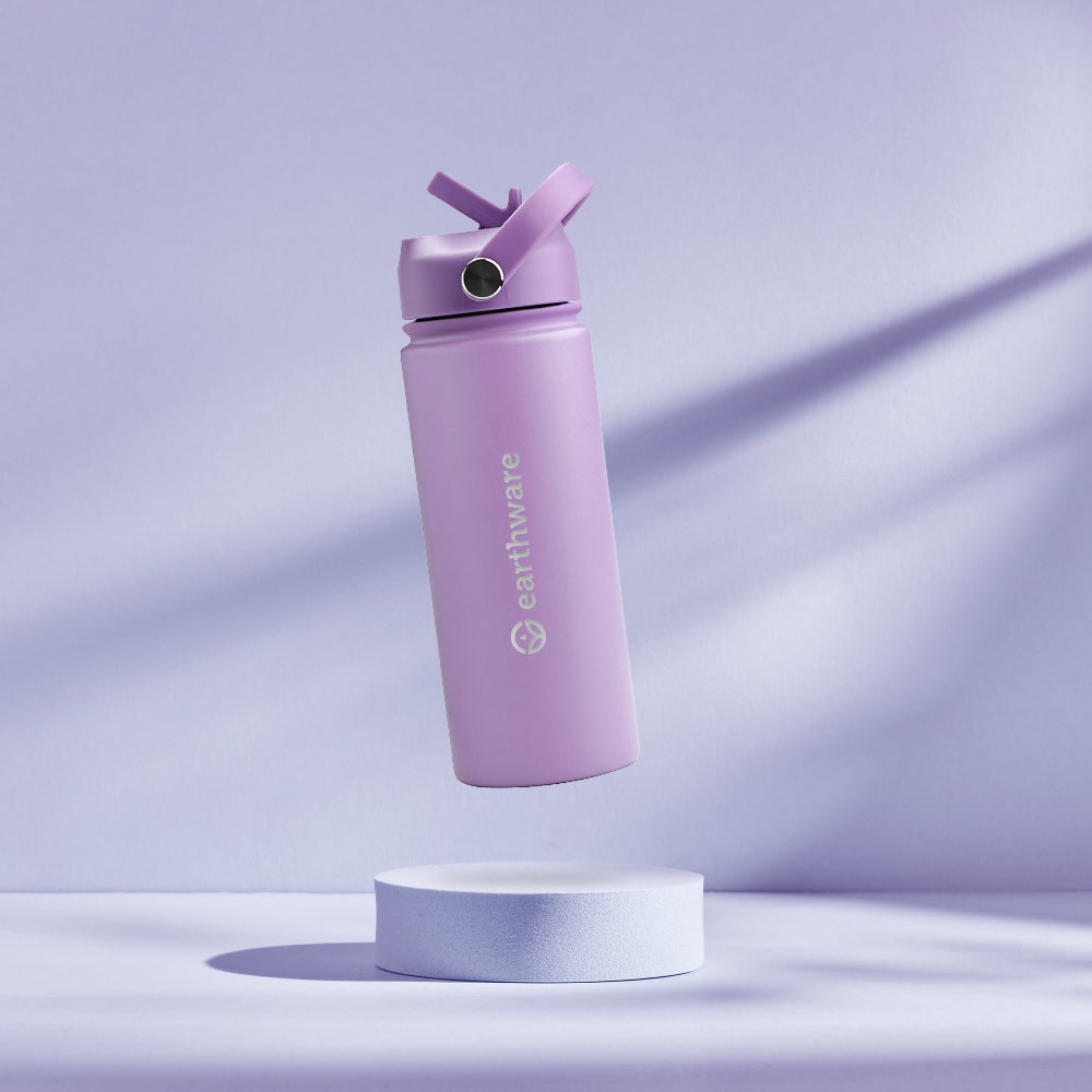 Earth Bottle Premium Insulated Water Bottle with 2 x Caps - Purple (550ml)