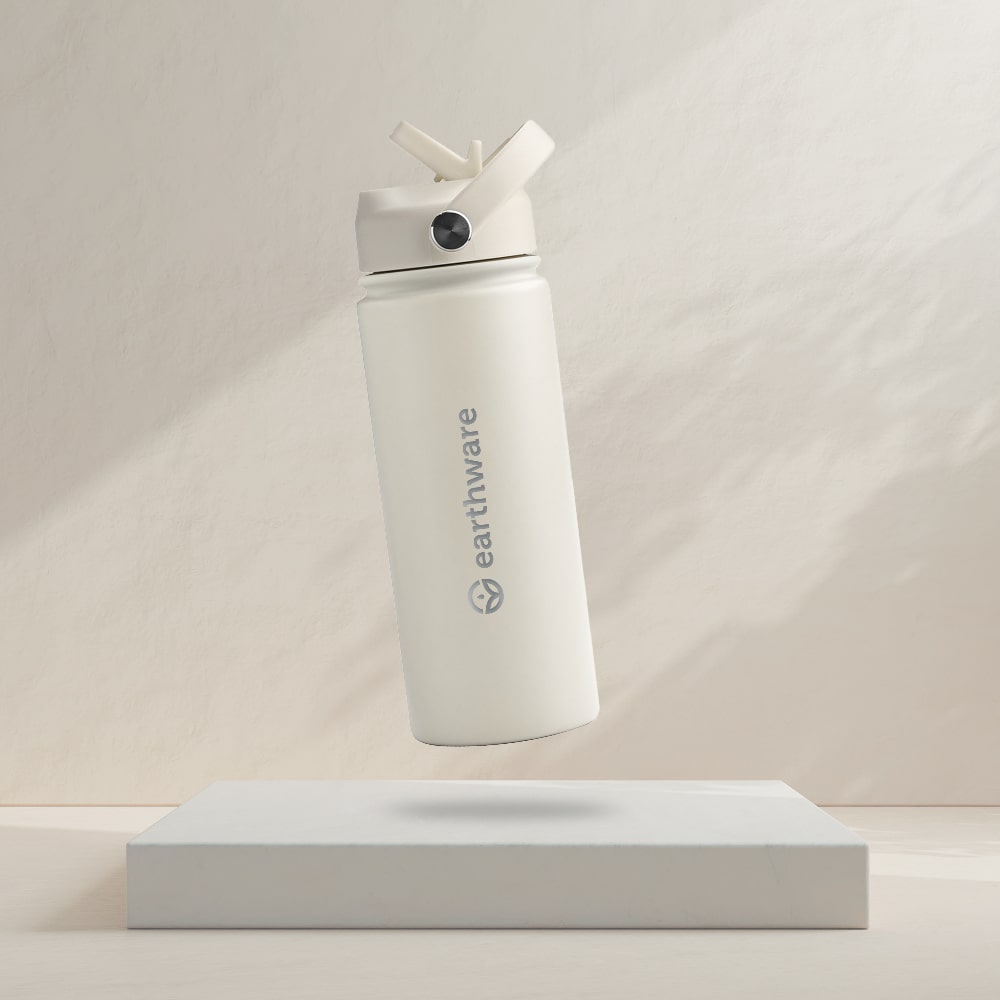 Earth Bottle Premium Insulated Water Bottle with 2 x Caps - Cream (550ml)