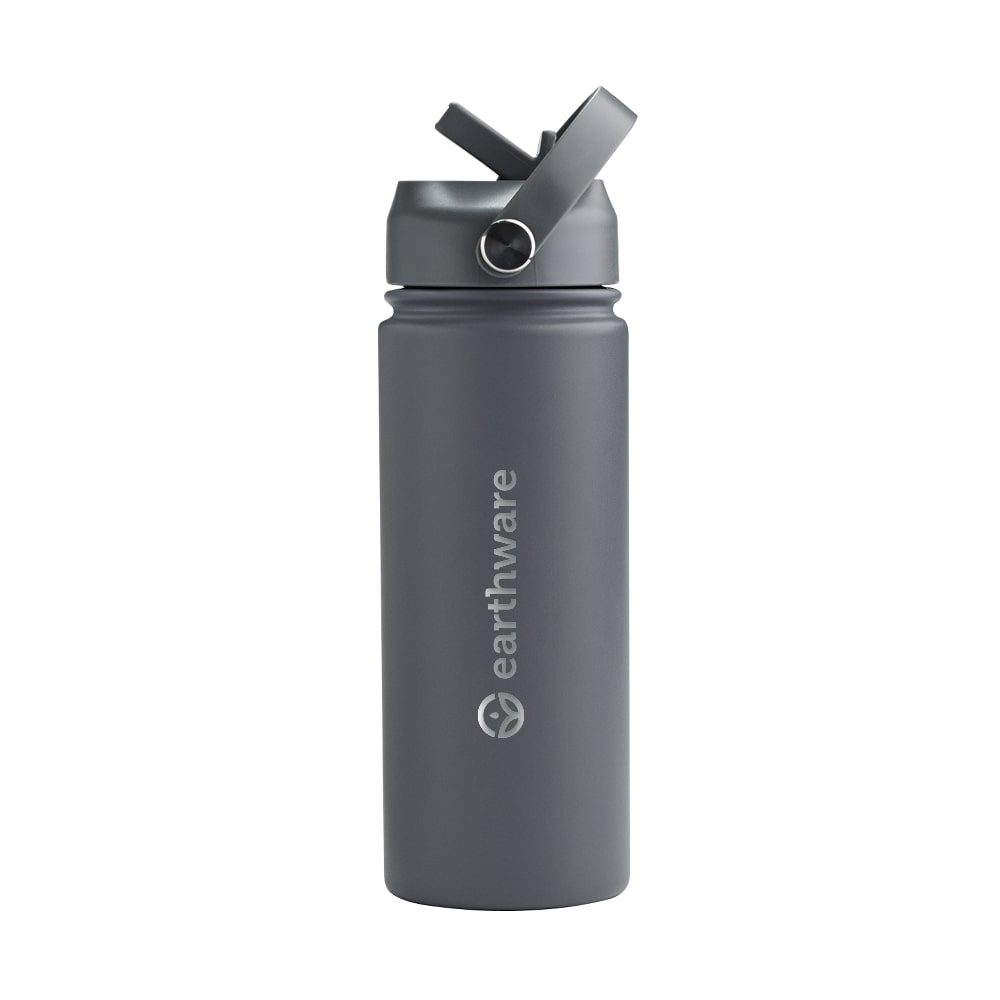 Earth Bottle Premium Insulated Water Bottle with 2 x Caps - Grey (550ml)