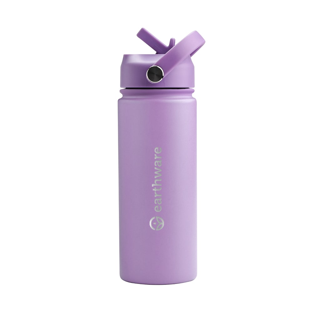 Earth Bottle Premium Insulated Water Bottle with 2 x Caps - Purple (550ml)