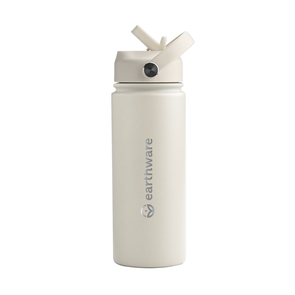 Earth Bottle Premium Insulated Water Bottle with 2 x Caps - Cream (550ml)