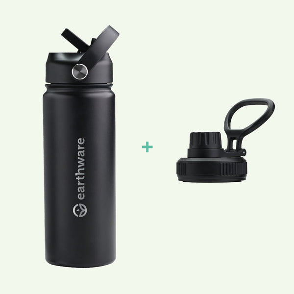 Earthware Earth Bottle Premium Insulated Water Bottle with 2 x Caps (5 ...