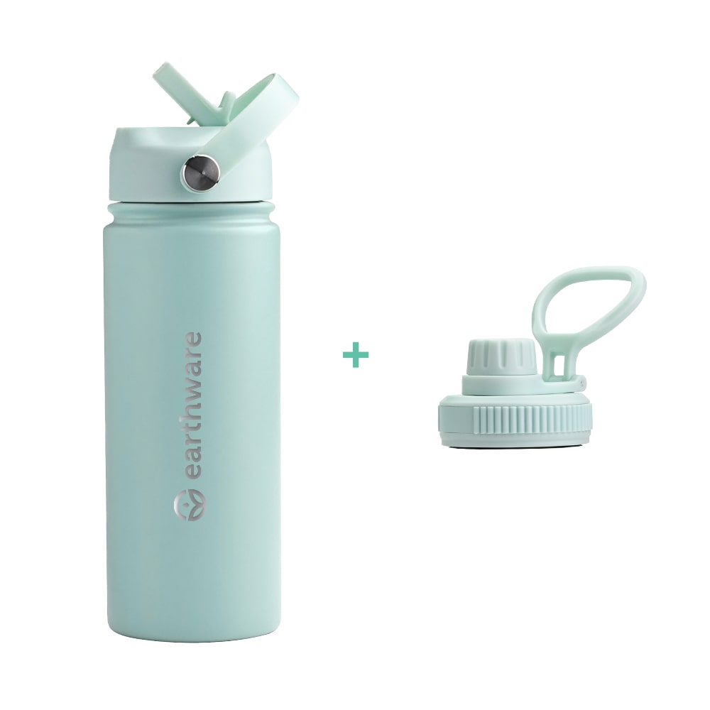 Earth Bottle Premium Insulated Water Bottle with 2 x Caps - Mint (550ml)