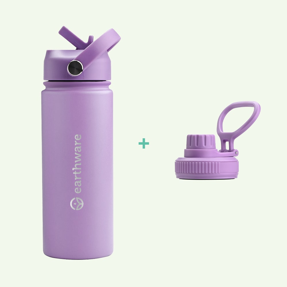 Earthware Earth Bottle Premium Insulated Water Bottle with 2 x Caps (550ml)