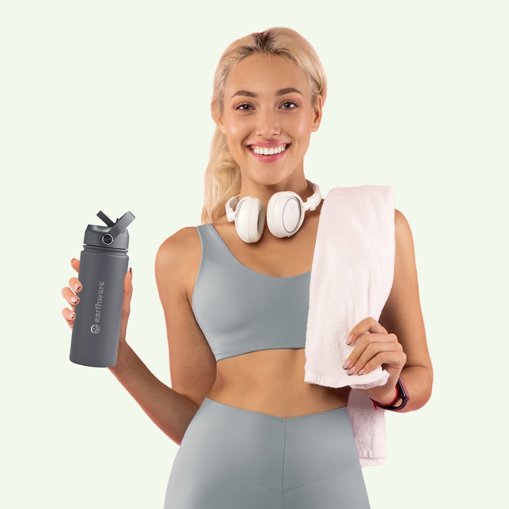 Earth Bottle Premium Insulated Water Bottle with 2 x Caps - Grey (550ml)