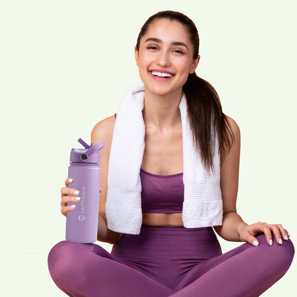 Earth Bottle Premium Insulated Water Bottle with 2 x Caps - Purple (550ml)