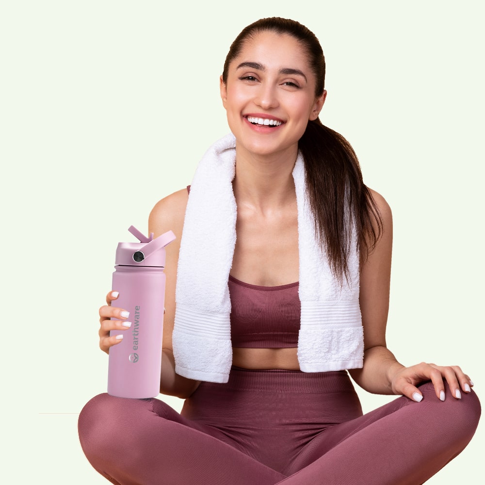 Earth Bottle Premium Insulated Water Bottle with 2 x Caps - Pink (550ml)