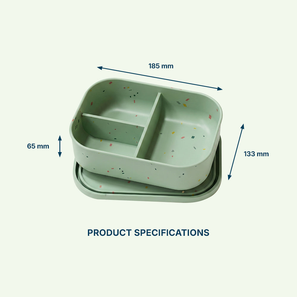 Earthware No-Tox Silicone Bento Lunch Box - 3 Compartments (715ml)