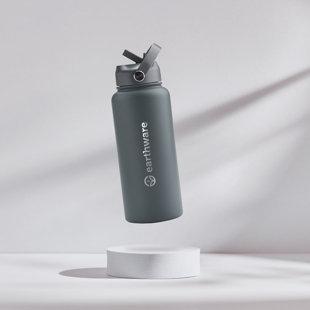 Earth Bottle Premium Insulated Water Bottle with 2 x Caps - Grey (1L)