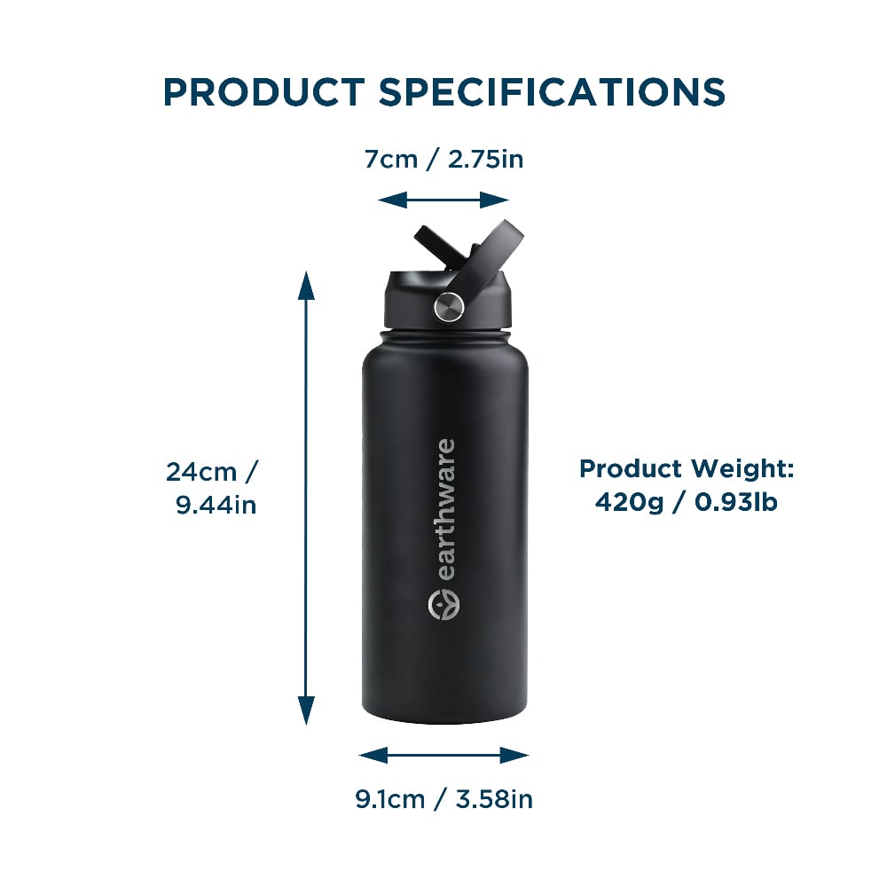 Earth Bottle Premium Insulated Water Bottle with 2 x Caps - Purple (1L)