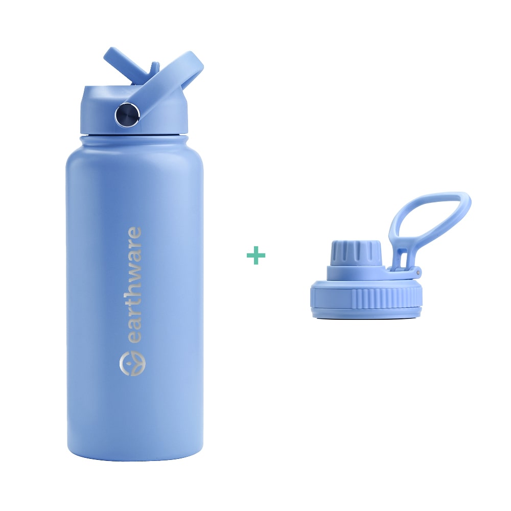 Earth Bottle Premium Insulated Water Bottle with 2 x Caps - Blue (1L)