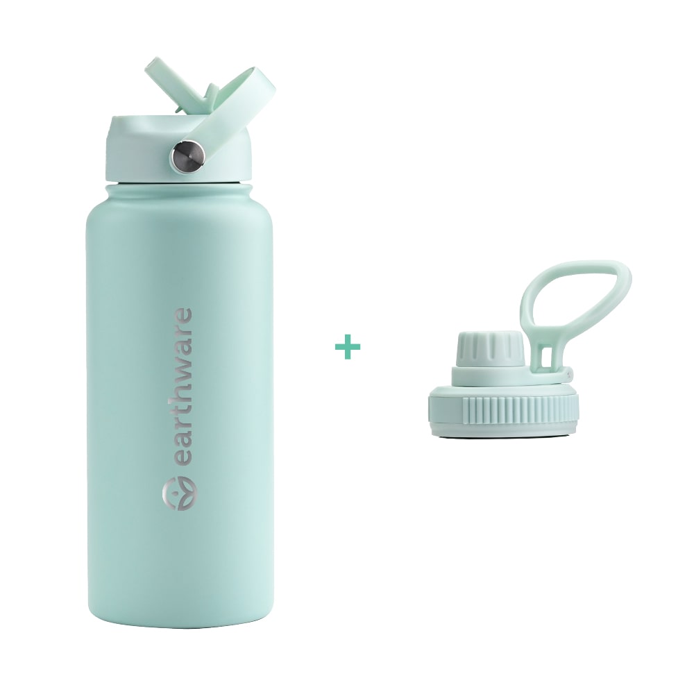 Earth Bottle Premium Insulated Water Bottle with 2 x Caps - Mint (1L)