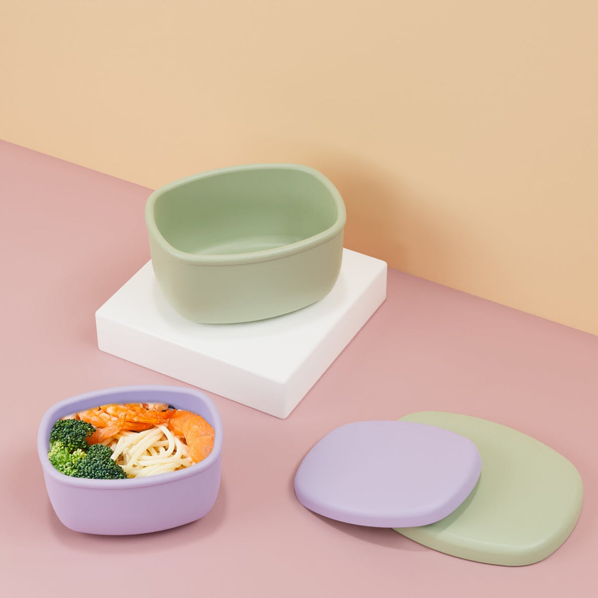 No-Tox Silicone Snack Box - 2 Pack - Purple (200ml + 350ml)