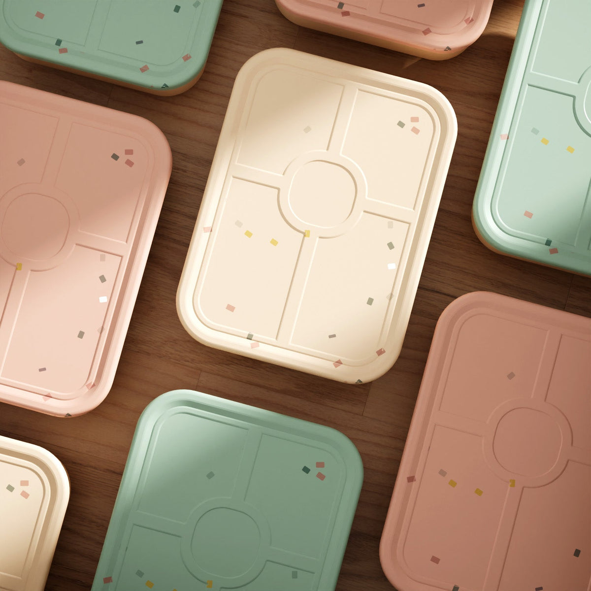 No-Tox Silicone Bento Lunch Box - 5 Compartments - Confetti Beige (1.2L)