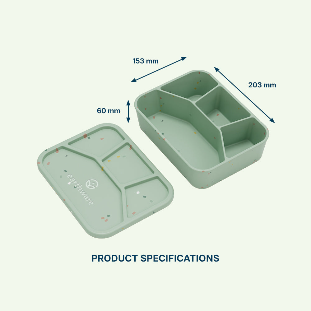 Earthware No-Tox Silicone Bento Lunch Box - 4 Compartments (1.2L)