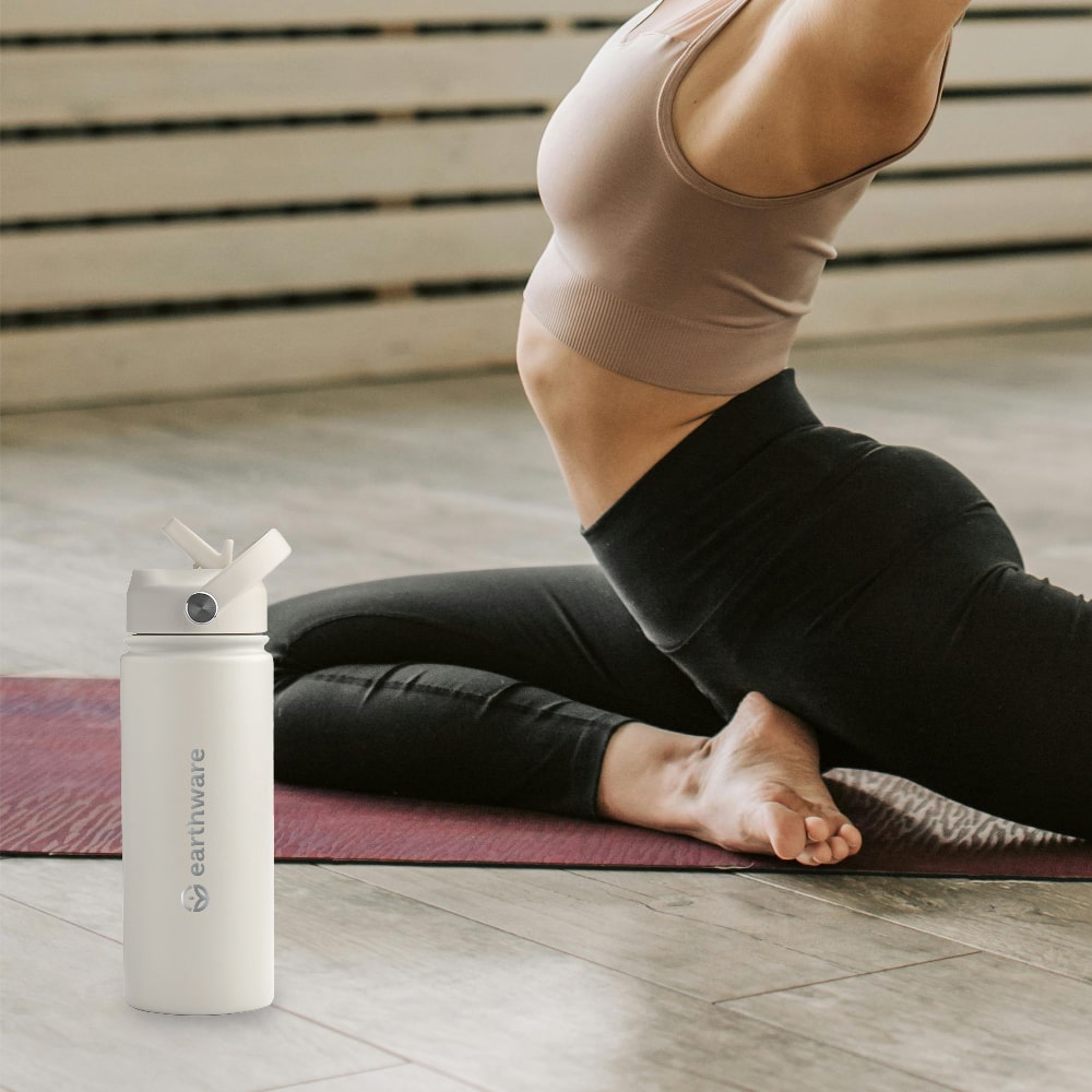 Earth Bottle Premium Insulated Water Bottle with 2 x Caps - Cream (550ml)