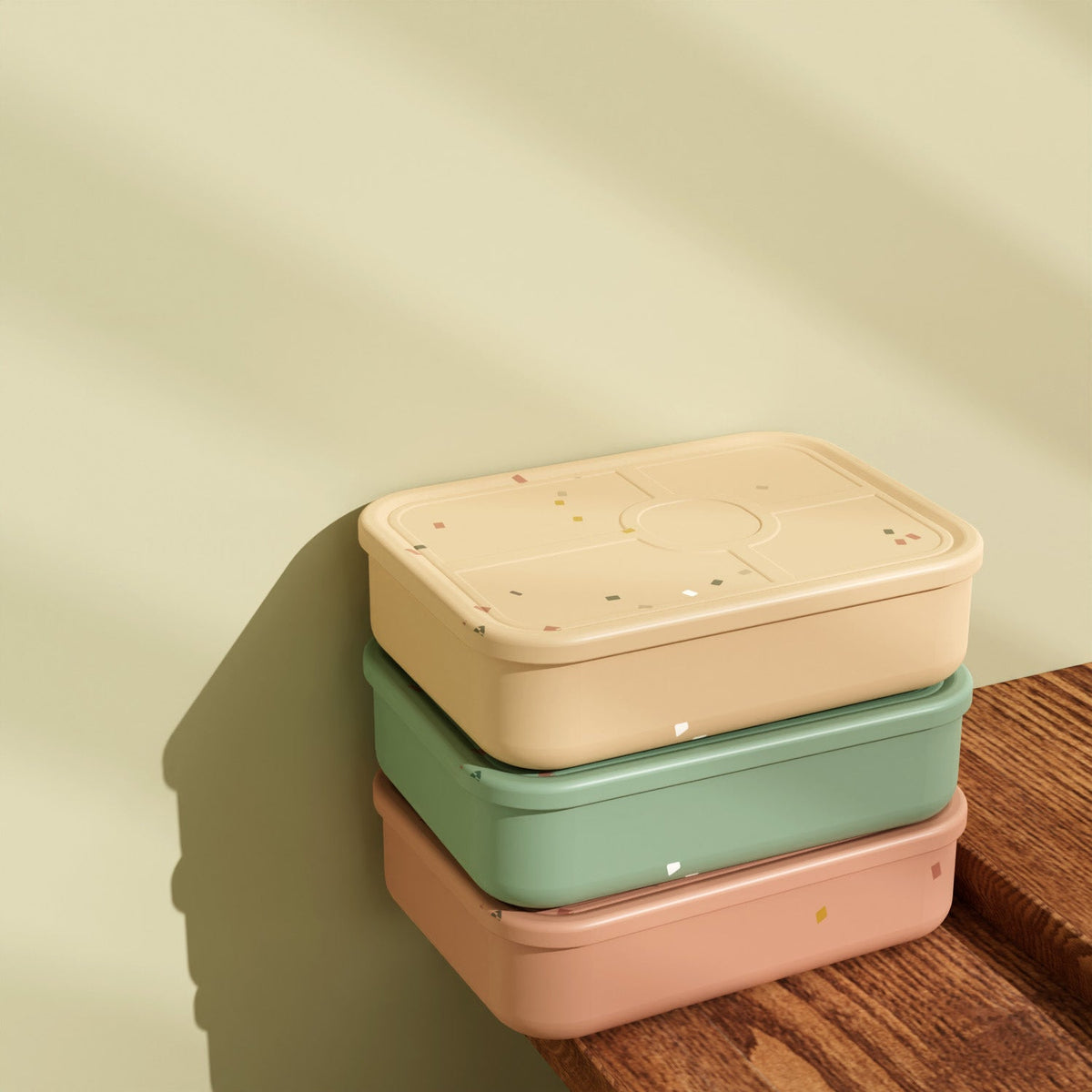 No-Tox Silicone Bento Lunch Box - 5 Compartments - Confetti Beige (1.2L)