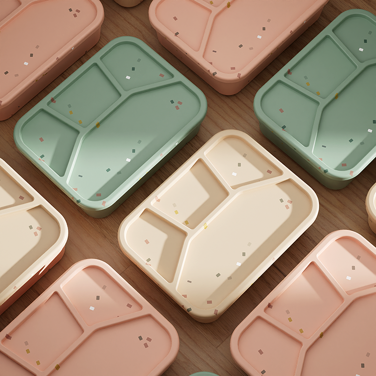 Earthware No-Tox Silicone Bento Lunch Box - 4 Compartments (1.2L)