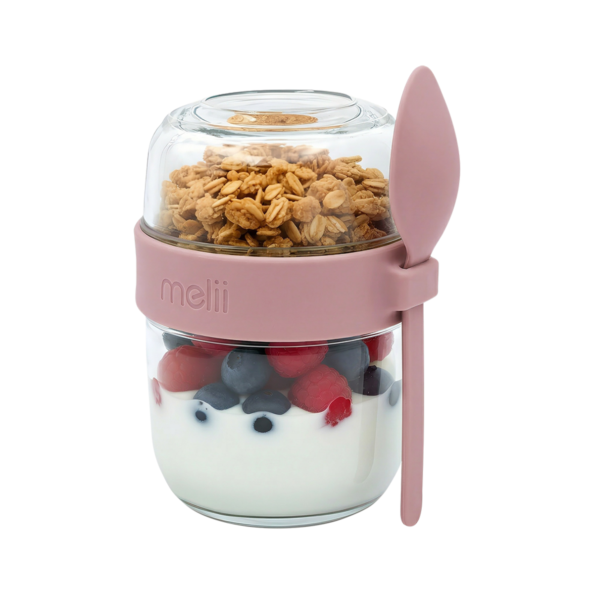 Melii Luxe Glass Yoghurt Container with Spoon 780 ml