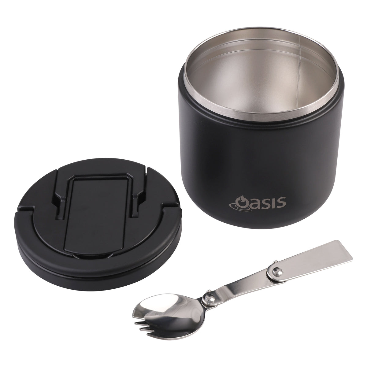 Oasis S/S Insulated Food Flask w/quick release lid & spork 500ml