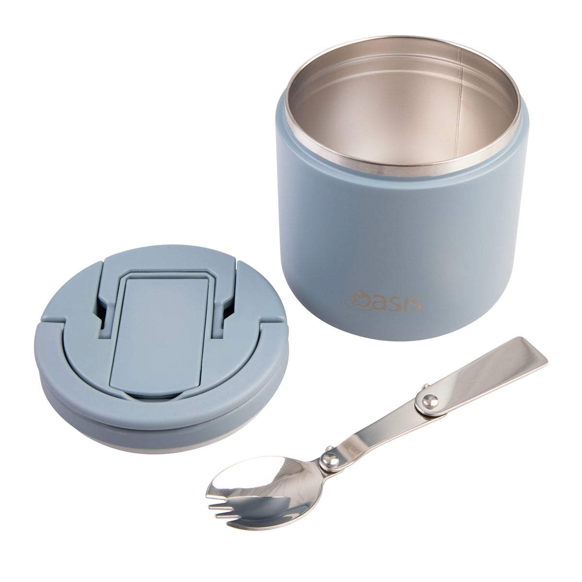 Oasis S/S Insulated Food Flask w/quick release lid & spork 500ml