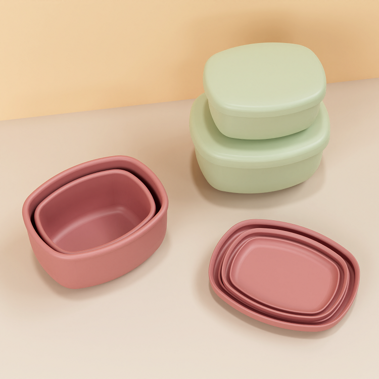 No-Tox Silicone Snack Box - 2 Pack - Purple (200ml + 350ml)