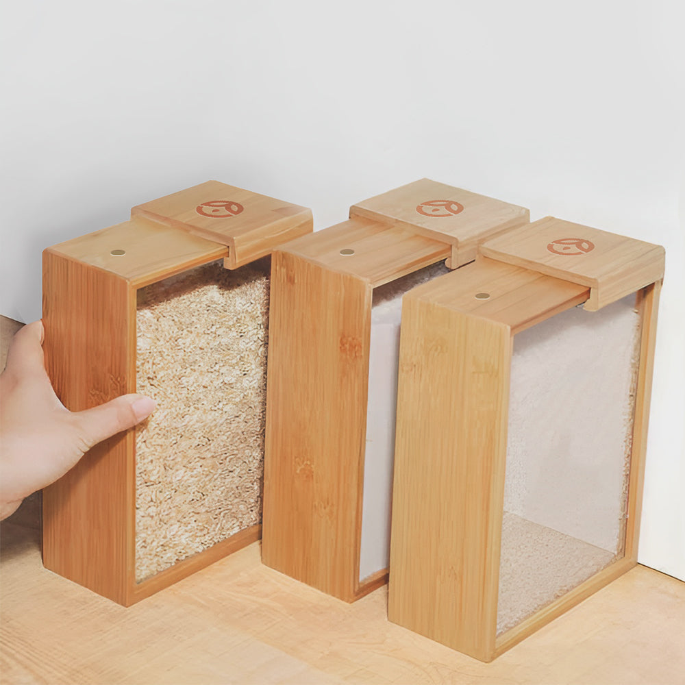 Glass Bamboo Cereal & Dry Food Dispenser
