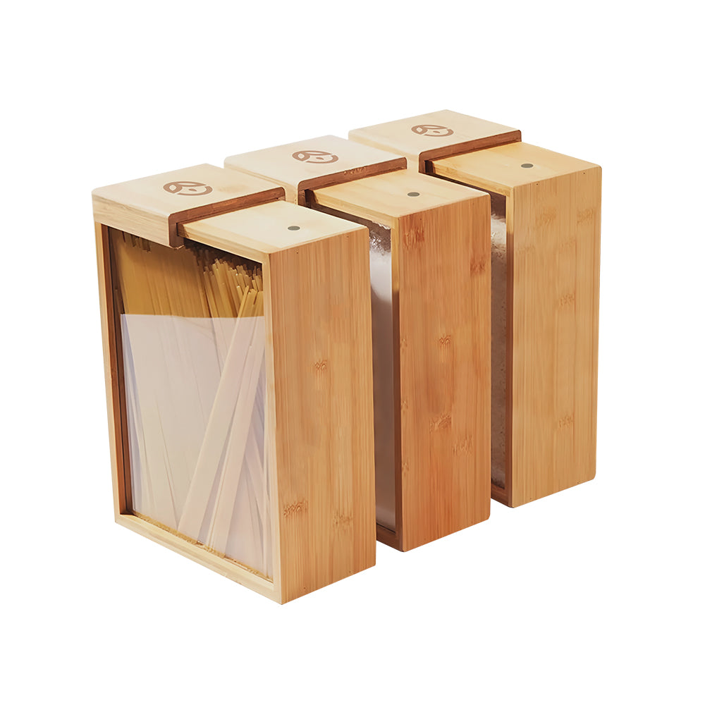 Glass Bamboo Cereal & Dry Food Dispenser - 3 Pack