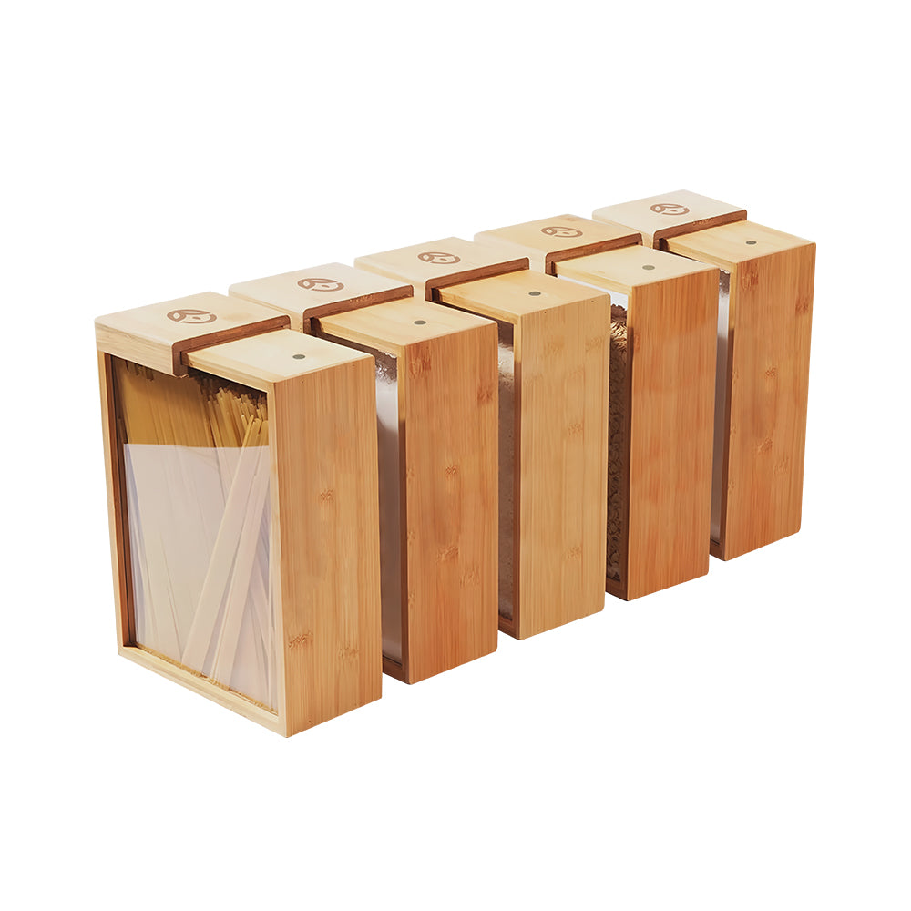 Glass Bamboo Cereal & Dry Food Dispenser - 5 Pack