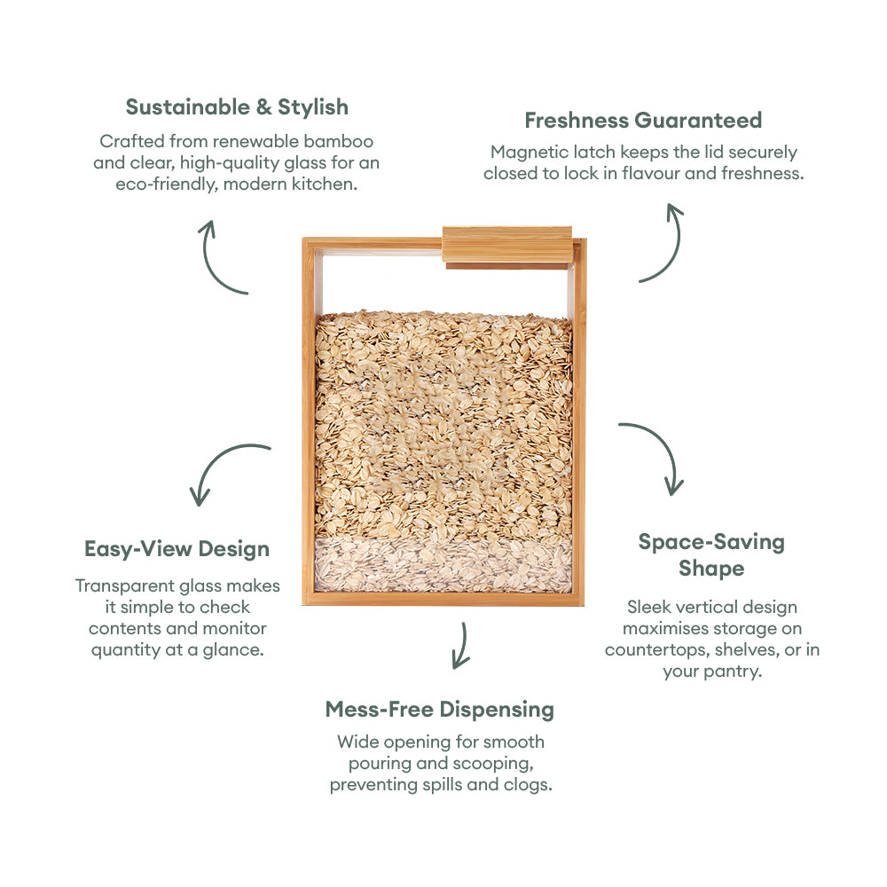 Glass Bamboo Cereal & Dry Food Dispenser - 5 Pack
