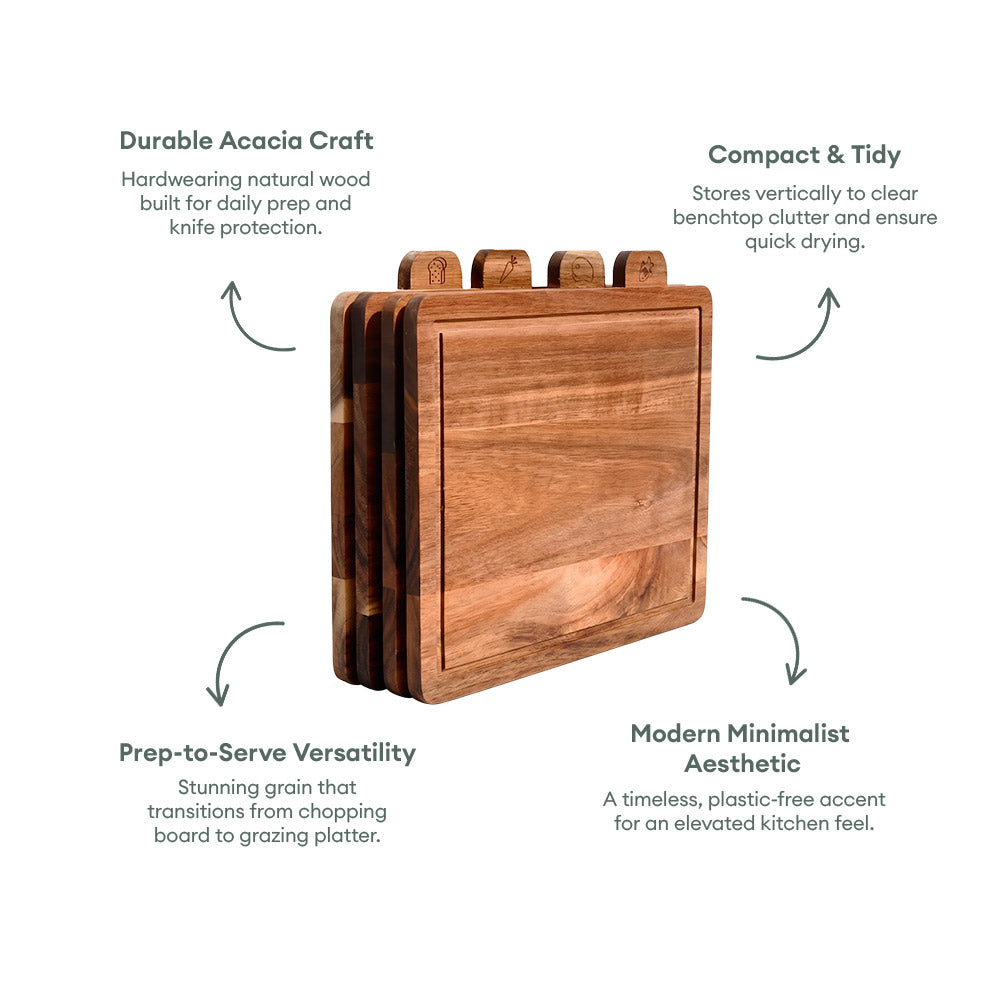 Acacia Wood Chopping Board - 4 Piece Set