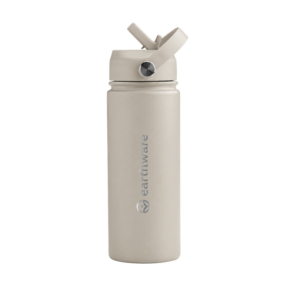 Earth Bottle Premium Insulated Water Bottle with 2 x Caps - Warm Grey (550ml)