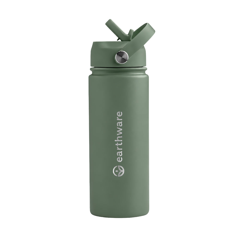 Earth Bottle Premium Insulated Water Bottle with 2 x Caps - Deep Green (550ml)