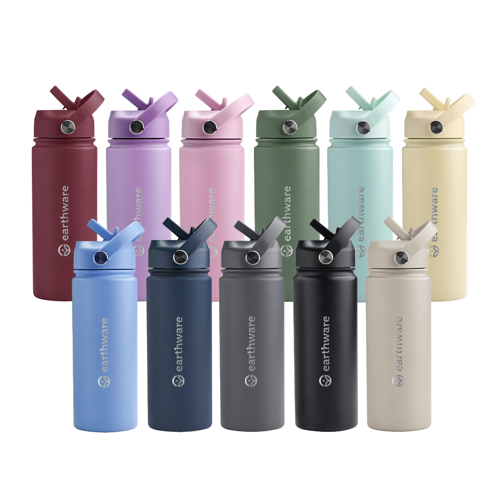 Earthware Earth Bottle Premium Insulated Water Bottle with 2 x Caps (550ml)