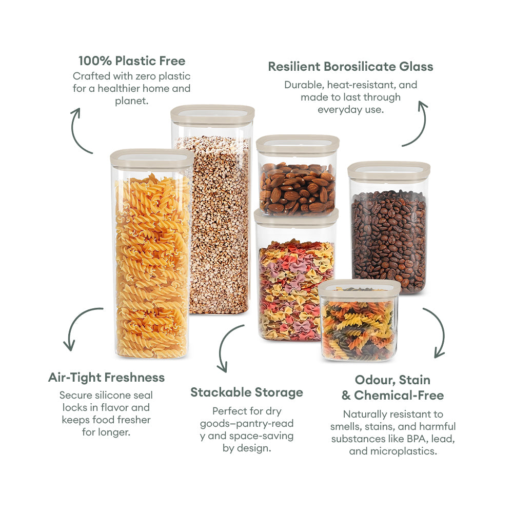 Cube Glass Pantry Storage Jars - Starter Set