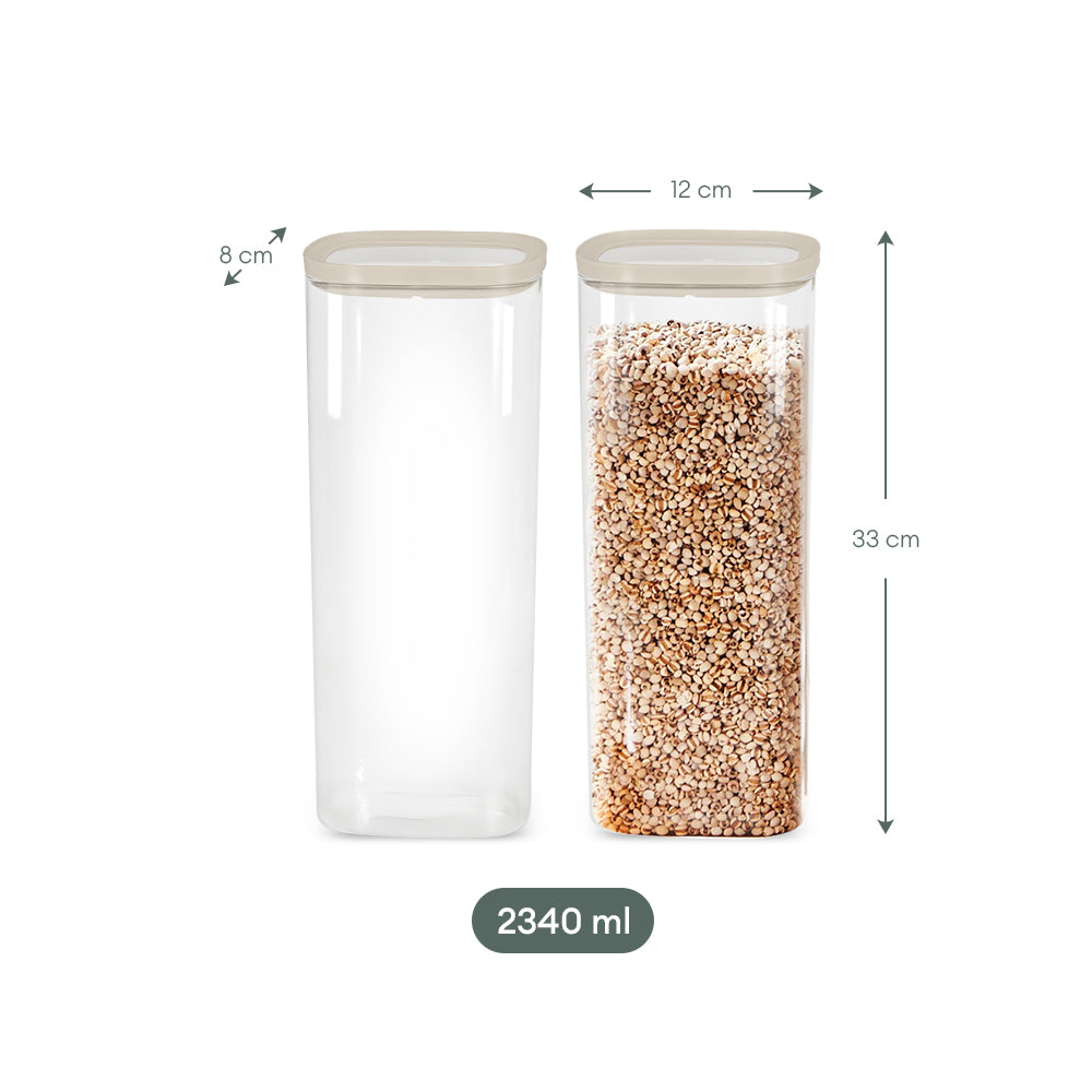 Cube Glass Pantry Storage Jars - 2 Pack (2340ml)