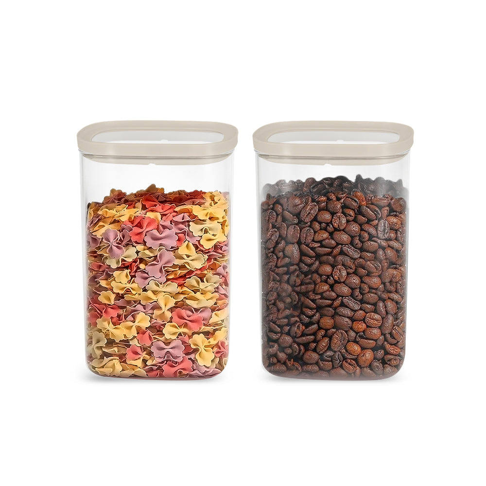 Cube Glass Pantry Storage Jars - 2 Pack (1680ml)