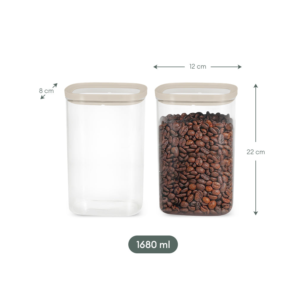 Cube Glass Pantry Storage Jars - 2 Pack (1680ml)